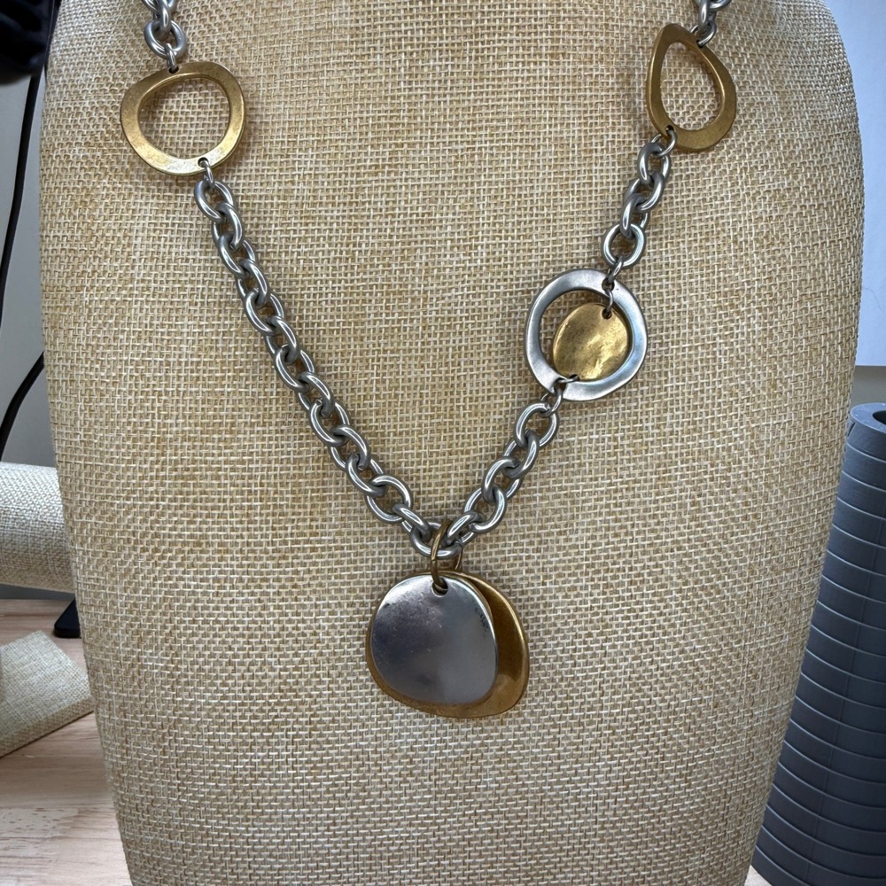 Premier Designs Necklace Mixed Metal Hammered Artisan Chunky Statement